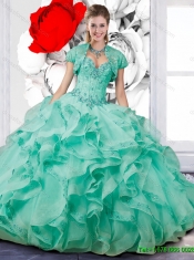 2016 Suitable Turquoise Blue Ball Gown Quinceanera Dresses with Appliques