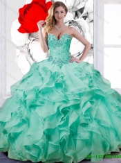 2016 Suitable Turquoise Blue Ball Gown Quinceanera Dresses with Appliques