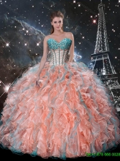 2016 The Most Popular Multi Color Ruffles and Beaded Sweet 16 Dresses