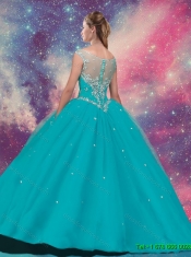 2016 Top Sller Scoop Quinceanera Dresses with Beading and Appliques in Turquoise