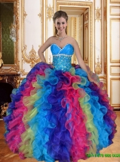 2016 Wonderful Sweetheart Quinceanera Dresses with Beading and Ruffles