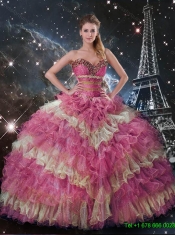 Classical Multi Color Quinceanera Dresses with Beading and Ruffled Layers 2016