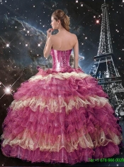 Classical Multi Color Quinceanera Dresses with Beading and Ruffled Layers 2016