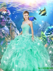 Decent Apple Green Quinceanera Dresses with Appliques and Ruffles 2016