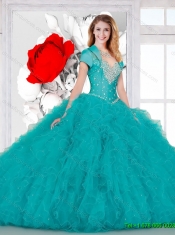 Elegant Teal Quinceanera Dresses with Beading and Ruffles for 2016