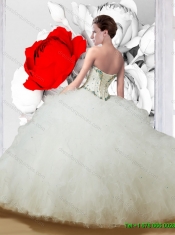 Luxurious Quinceanera Dresses with Beading and Ruffles in White for 2016 Summer