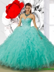 Modern Aqua Blue Sweetheart Quinceanera Dresses with Beading for 2016