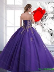 New Arrival 2016 Ball Gown Tulle Purple Sweet 16 Dresses with Beading
