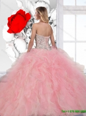 Perfect 2016 Strapless Beaded and Ruffles Quinceanera Dresses in Multi Color