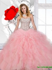 Perfect 2016 Strapless Beaded and Ruffles Quinceanera Dresses in Multi Color