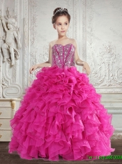 Pretty 2016 Summer Beading and Ruffles Little Girl Pageant Dress in Fuchsia