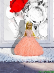 Sturning Straps and Beaded Quinceanera Dresses and Baby Pink Short Dama Dresses and Cute Orange Litter Girl Dresses and Feminine Mini Length Prom Dresses