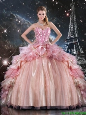 Beautiful Ball Gown Beaded Tulle Detachable Sweet 16 Dresses with Belt