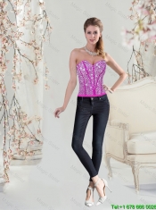 Cheap Detachable Sweetheart Ball Gown Beaded and Ruffles Quinceanera Dresses in Fuchsia