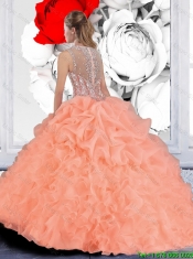 Cheap  Orange Ball Gown Straps Quinceanera Dresses with Beading