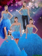 Cheap Sweetheart Beaded and Ruffles Detachable Sweet 16 Dresses