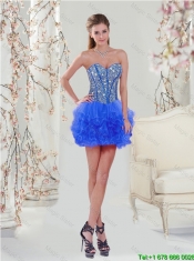 Detachable Beaded and Ruffles Sweetheart Wonderful Sweet 16 Dresses in Royal Blue