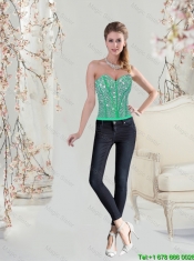 Sweetheart Beaded and Ruffles Detachable Quinceanera Dresses in Turquoise