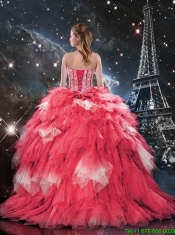 Exclusive Beaded Ball Gown Quinceanera Dresses with Brush Train for Fall