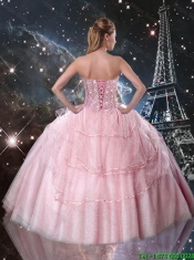 Fashionable  Rose Pink Sweet 16 Dresses with Beading and Bowknot