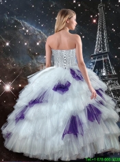 Gorgeous Sweetheart White Quinceanera Dresses with Beading for Spring