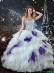 Gorgeous Sweetheart White Quinceanera Dresses with Beading for Spring