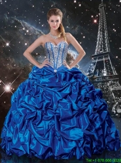 Luxurious Royal Blue Quinceanera Dresses with Beading and Pick Ups