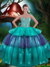 Modest Sweetheart Beaded Quinceanera Dresses with Ruching for 2016