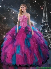 Popular Multi Color Sweetheart Quinceanera Dresses with Beading