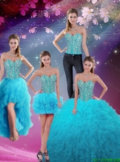 Pretty Sweetheart Beaded and Ruffles Sweet 16 Dresses