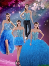 Pretty Sweetheart Floor Length Beaded Detachable Quinceanera Dresses
