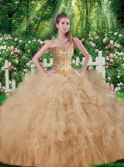 Elegant Beaded and Ruffles Sweetheart Quinceanera Dresses