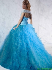 Fashionable Beaded and Laced 2016 Quinceanera Gowns with Brush Train