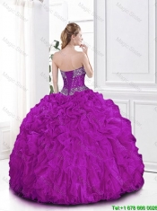 Most Popular Fuchsia Sweetheart Quinceanera Gowns with Beading