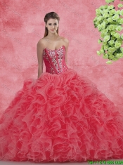 New Style Strapless Beaded and Ruffles Quinceanera Dresses for 2016