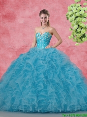 Wonderful Ball Gown Quinceanera Gowns with Beading and Ruffles for 2016