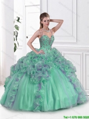2015 Beautiful Beaded Multi Color Sweet 16 Gowns with Straps