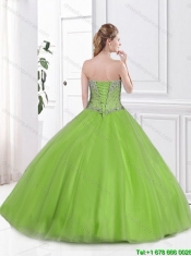 2015 Fashionable Spring Green Sweet 16 Dresses with Beading