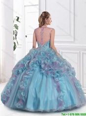 2015 Latest Straps Beaded Quinceanera Dresses in Multi Color