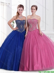 2015 Perfect Strapless Ball Gown and Beaded Sweet 16 Dresses