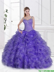 2016 Fashionable Ball Gown Lavender Sweet 16 Dresses with Straps