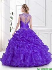 2016 New Arrival Beading and Ruffles Sweet 15 Dresses in Eggplant Purple
