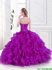 2016 New Arrivals Halter Top Ruffles Quinceanera Gowns with Ruffles