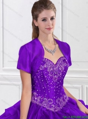 2016 Popular Beaded and Ruffles Purple Quinceanera Dresses