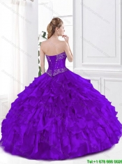 2016 Popular Beaded and Ruffles Purple Quinceanera Dresses