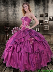 2016 Romantic Sweetheart Quinceanera Dresses with Appliques and Ruffled Layers