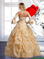 Beautiful 2015 Strapless Champagne Quinceanera Dresses with Beading