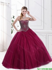 Beautiful Strapless Fuchsia Sweet 16 Dresses with Beading