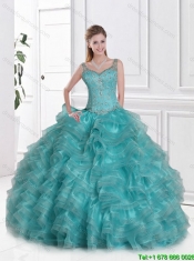 Classical Ball Gown Straps Sweet 15 Dresses with Beading and Ruffles
