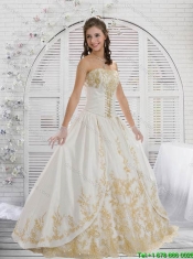 Elegant A Line Strapless Quinceanera Dresses with Embroidery